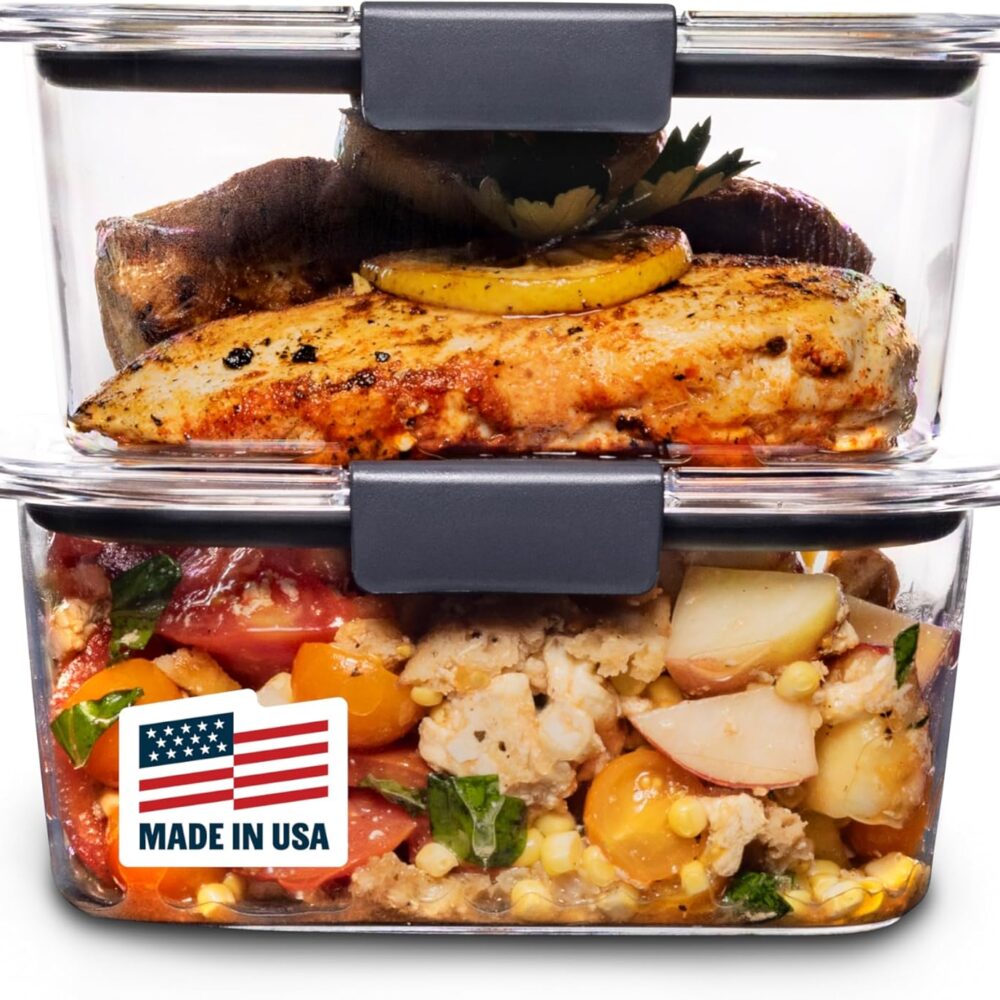 Rubbermaid Brilliance BPA-Free Food Storage Containers, Medium Deep, 4.7 Cup, 2-Pack, Airtight & Leak-Proof, Microwave & Dishwasher Safe