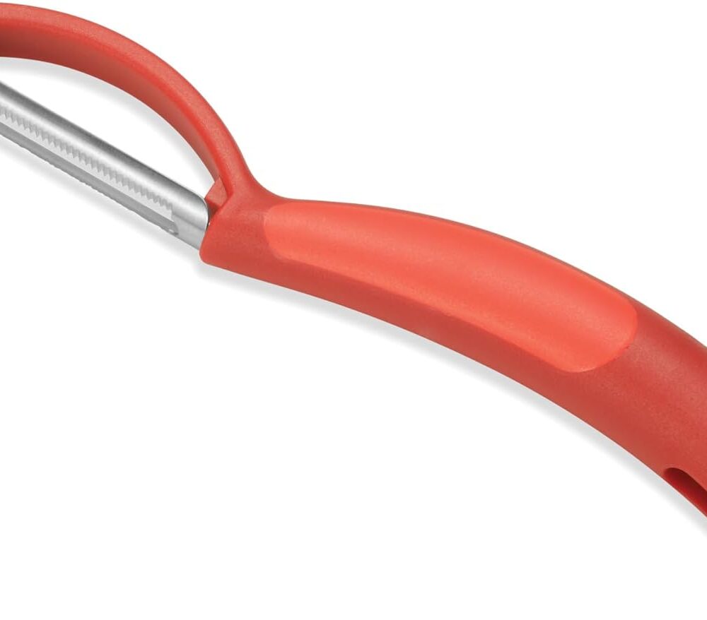 Kuhn Rikon Serrated Piranha “Swivel” Peeler 7.25” Red